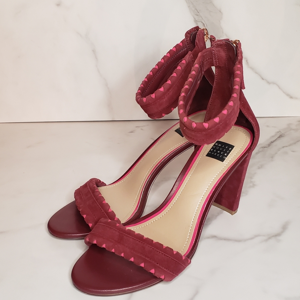 WHBM Nathalie suede cutout sandals 8